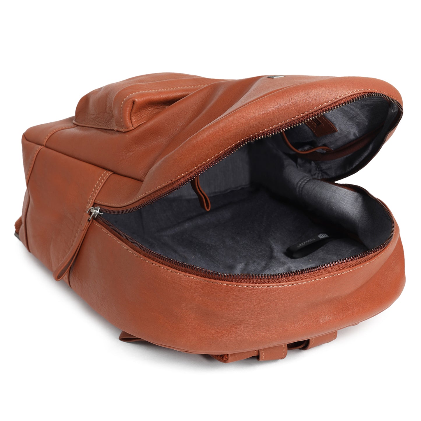 TL LEATHER BACKPACK WITH FRONT AND SIDE POCKET