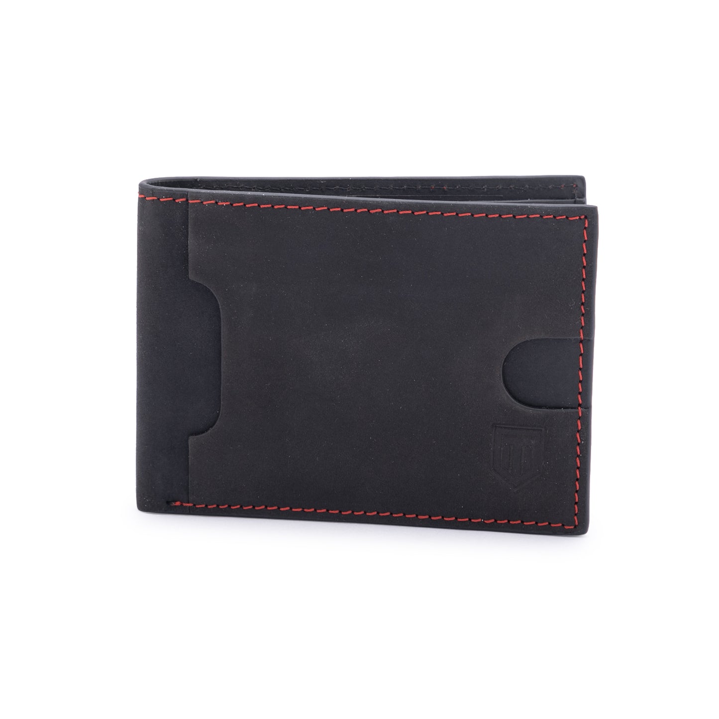 TL MEN'S CONTRAST STITCH BLACK WALLET WITH EMBOSSED LOGO