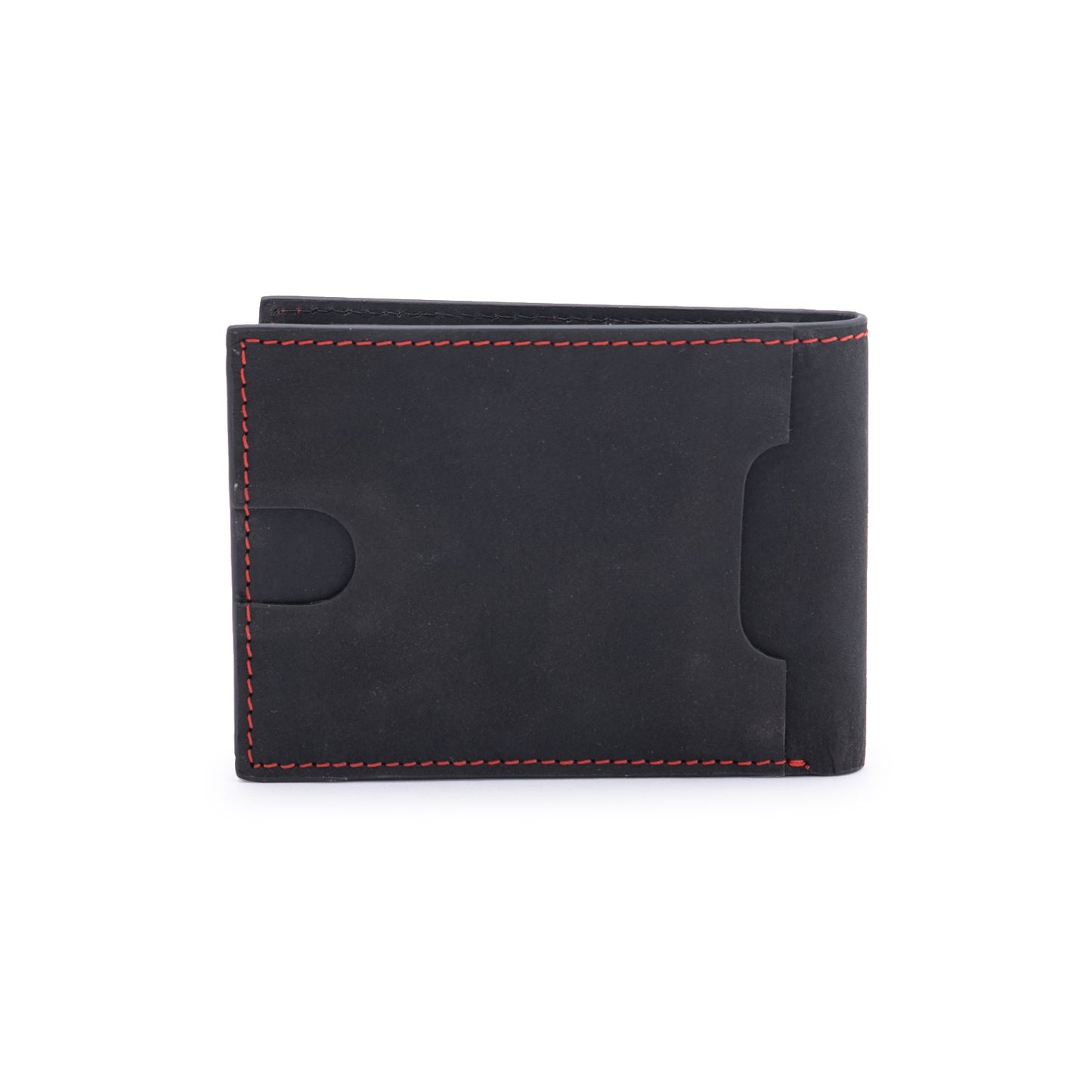 TL MEN'S CONTRAST STITCH BLACK WALLET WITH EMBOSSED LOGO