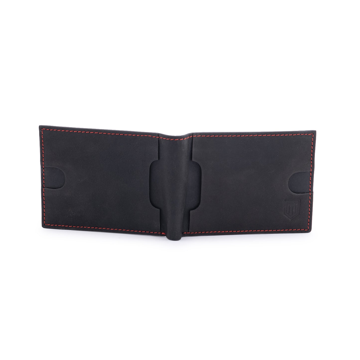 TL MEN'S CONTRAST STITCH BLACK WALLET WITH EMBOSSED LOGO