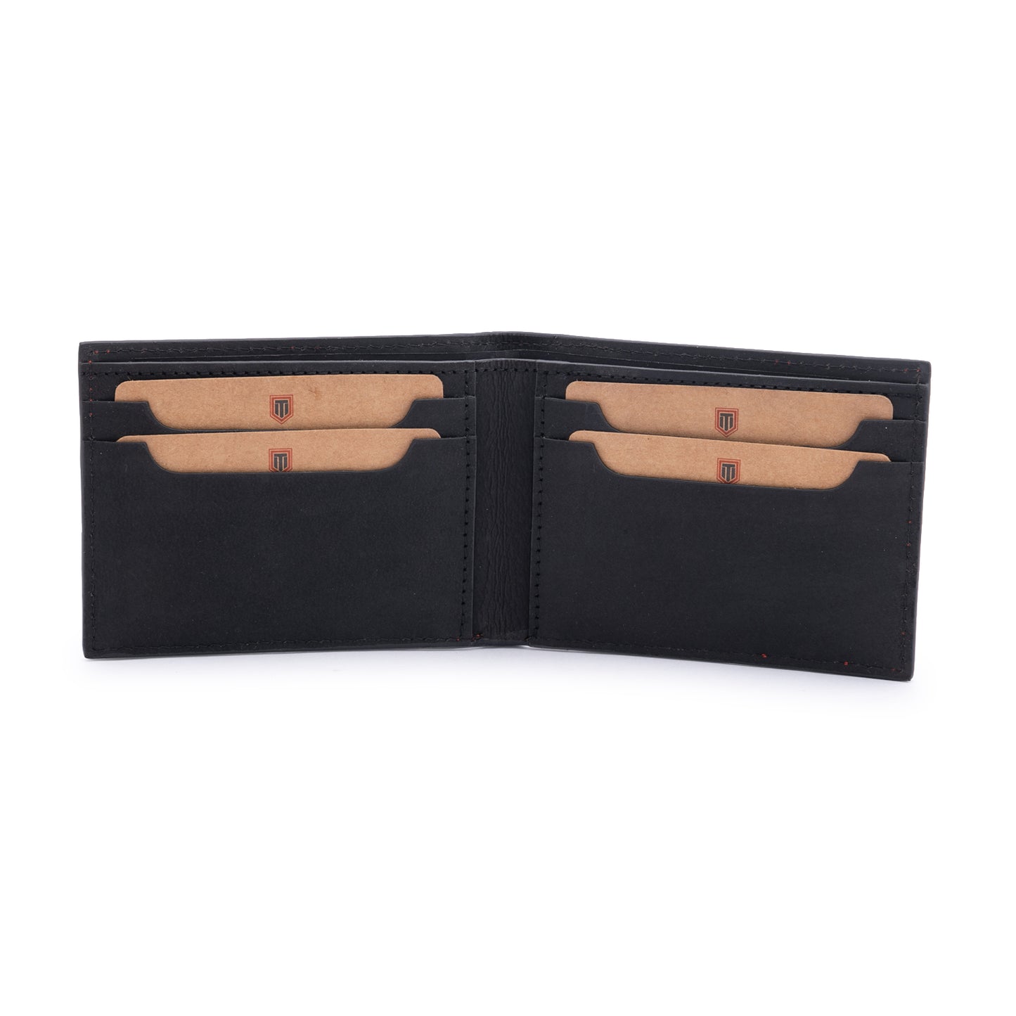 TL MEN'S CONTRAST STITCH BLACK WALLET WITH EMBOSSED LOGO