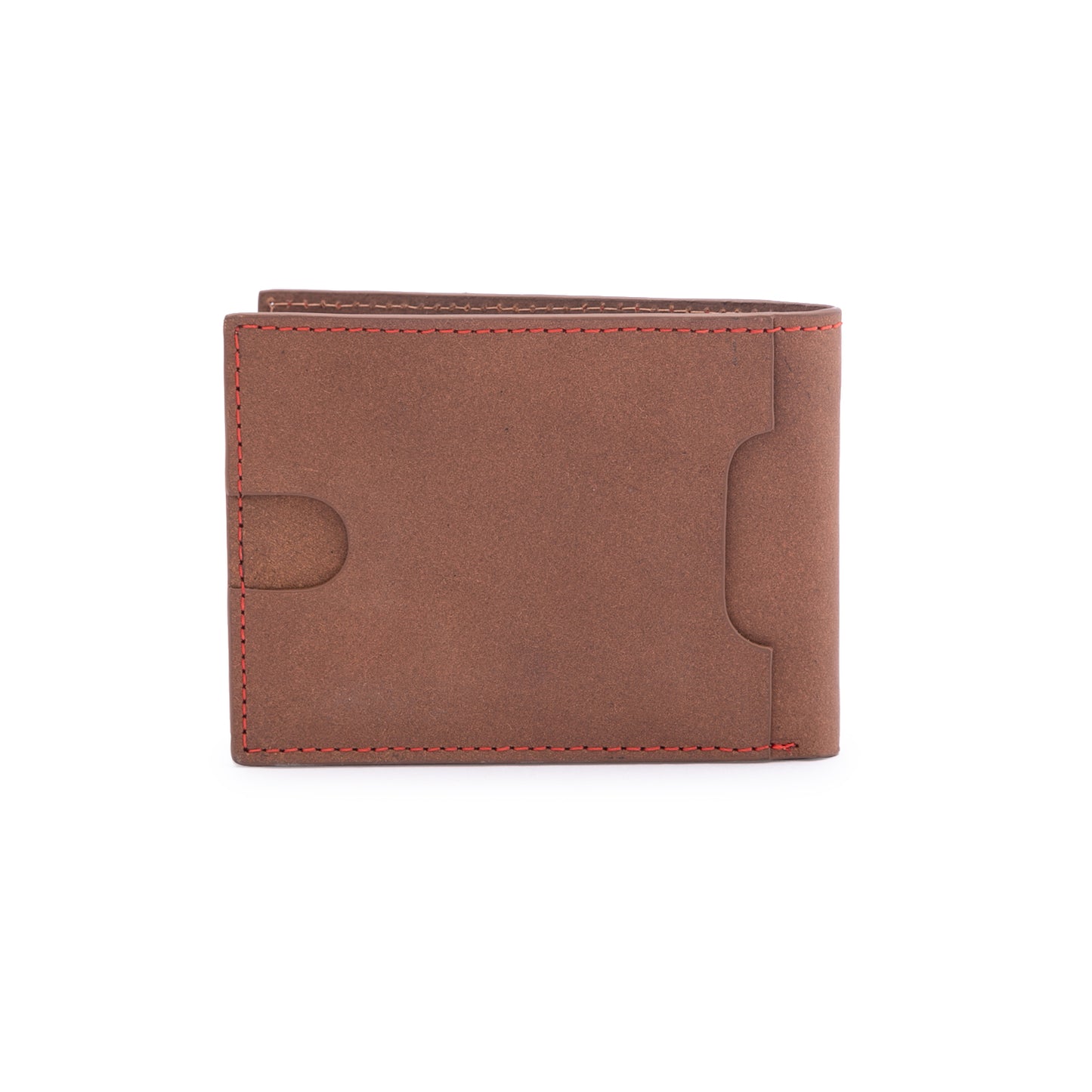 TL MEN'S CONTRAST STITCH BROWN WALLET WITH EMBOSSED LOGO