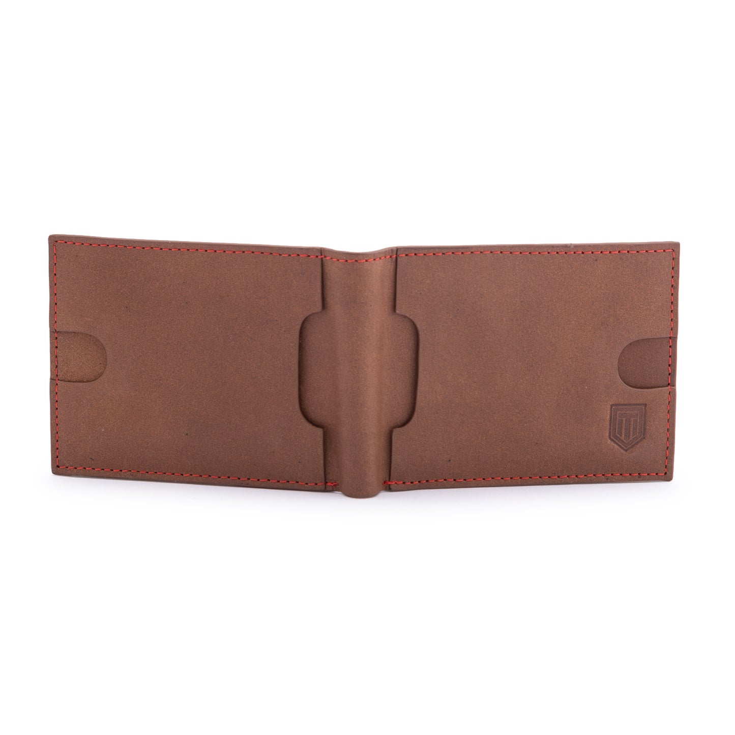 TL MEN'S CONTRAST STITCH BROWN WALLET WITH EMBOSSED LOGO