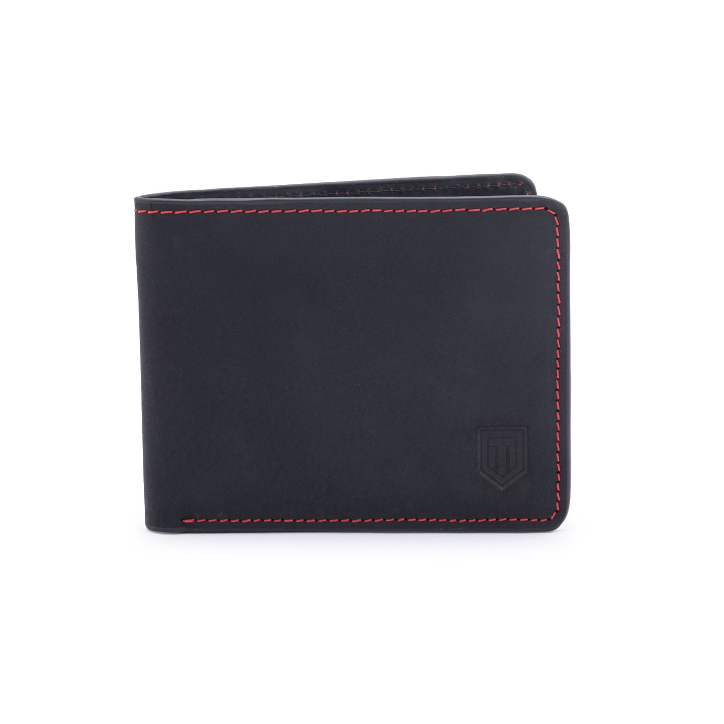 TL MEN'S CONTRAST STITCH BLACK BIFOLD WALLET