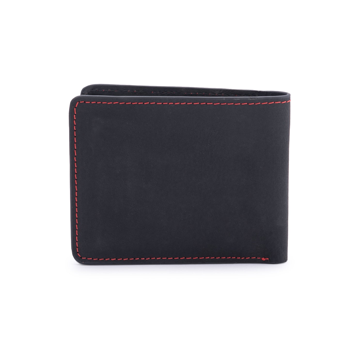 TL MEN'S CONTRAST STITCH BLACK BIFOLD WALLET