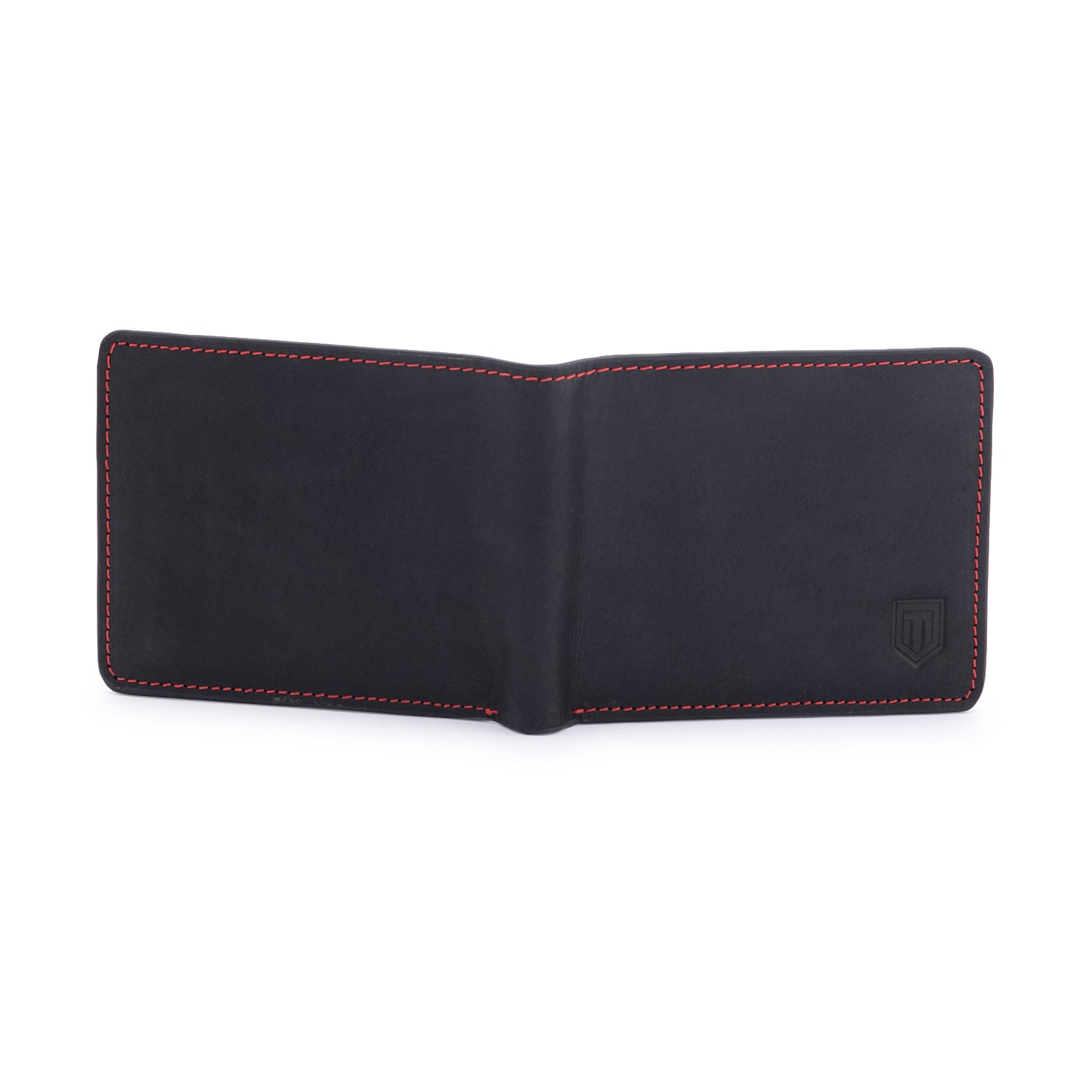 TL MEN'S CONTRAST STITCH BLACK BIFOLD WALLET