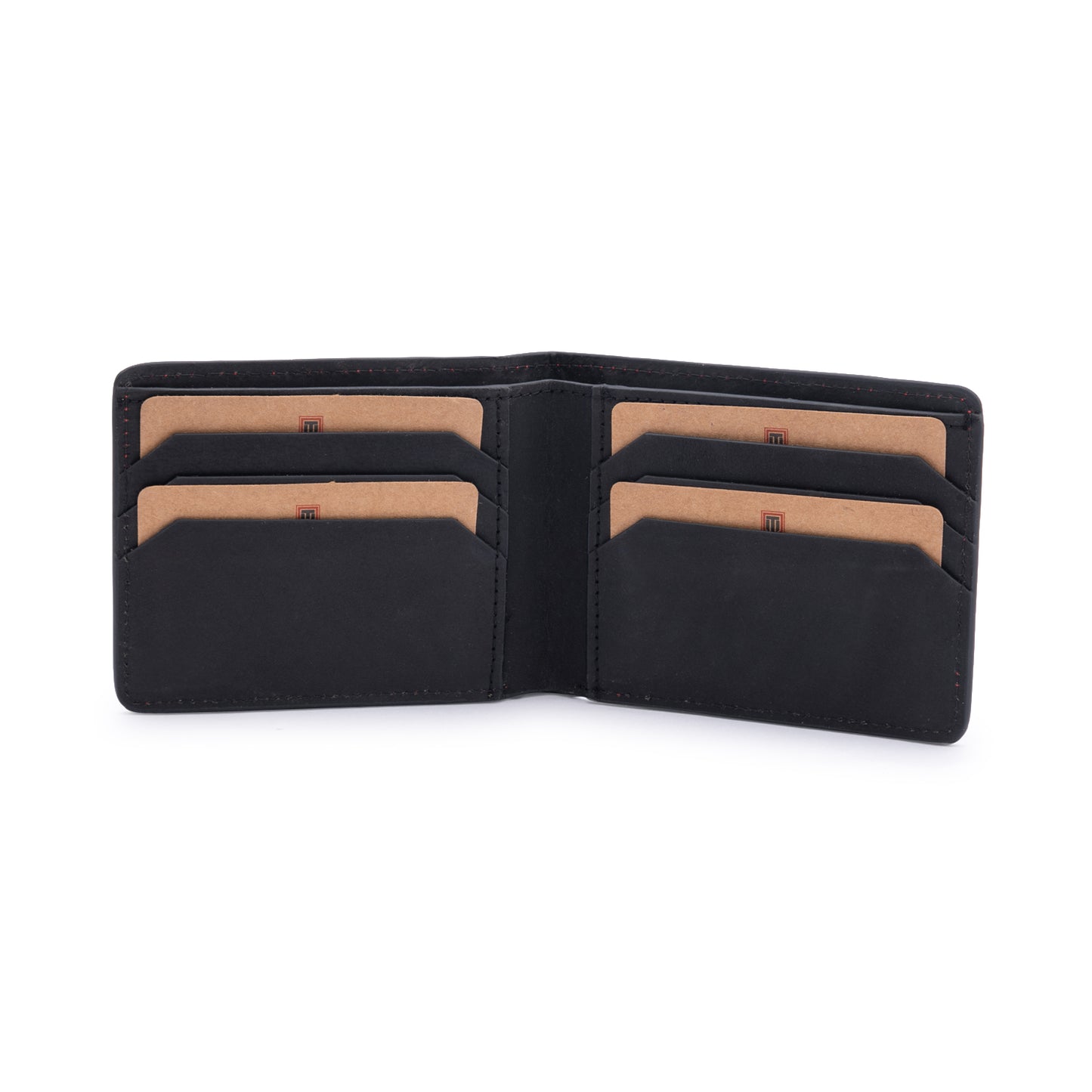 TL MEN'S CONTRAST STITCH BLACK BIFOLD WALLET