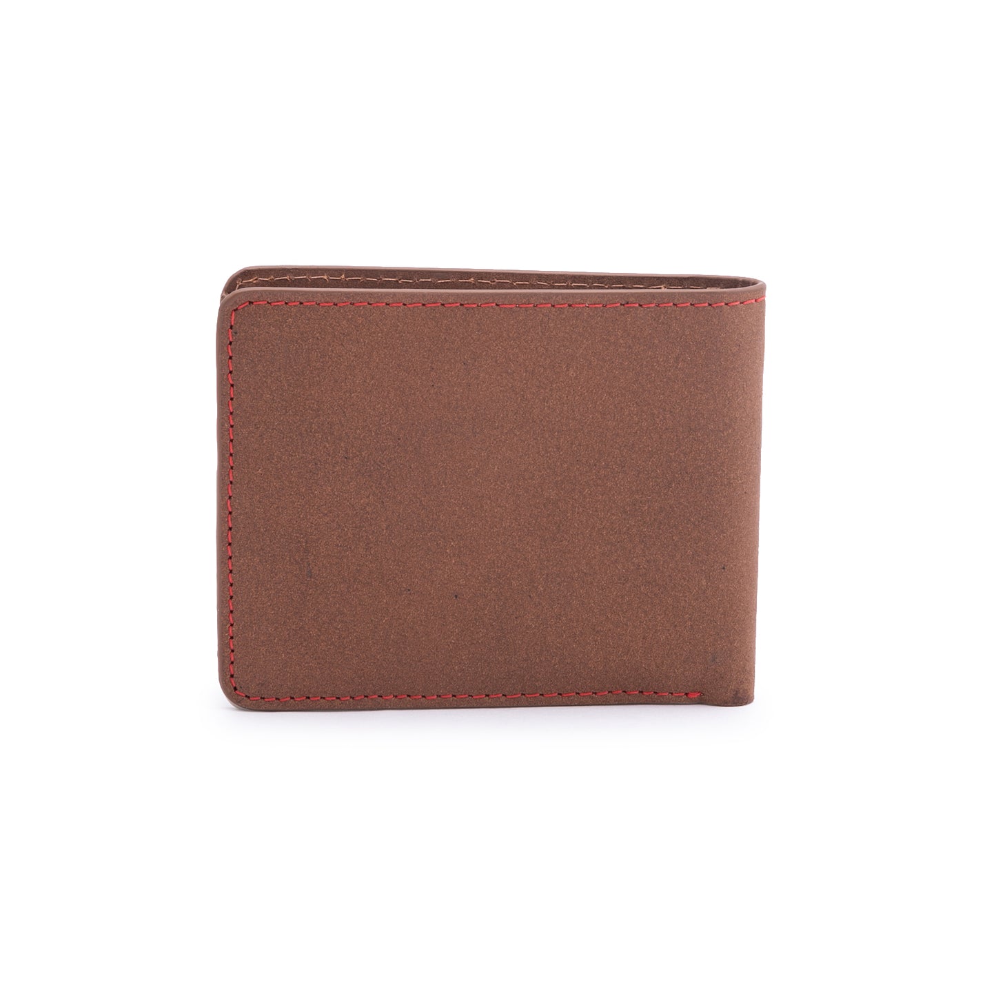 TL MEN'S CONTRAST STITCH BROWN BIFOLD WALLET