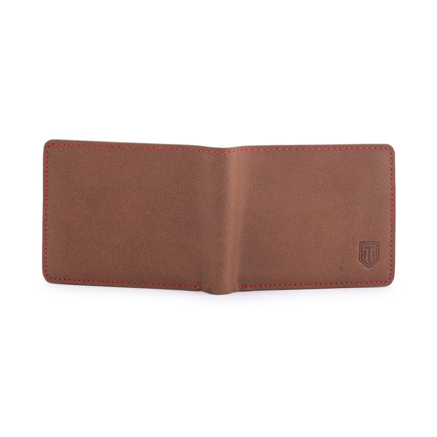 TL MEN'S CONTRAST STITCH BROWN BIFOLD WALLET